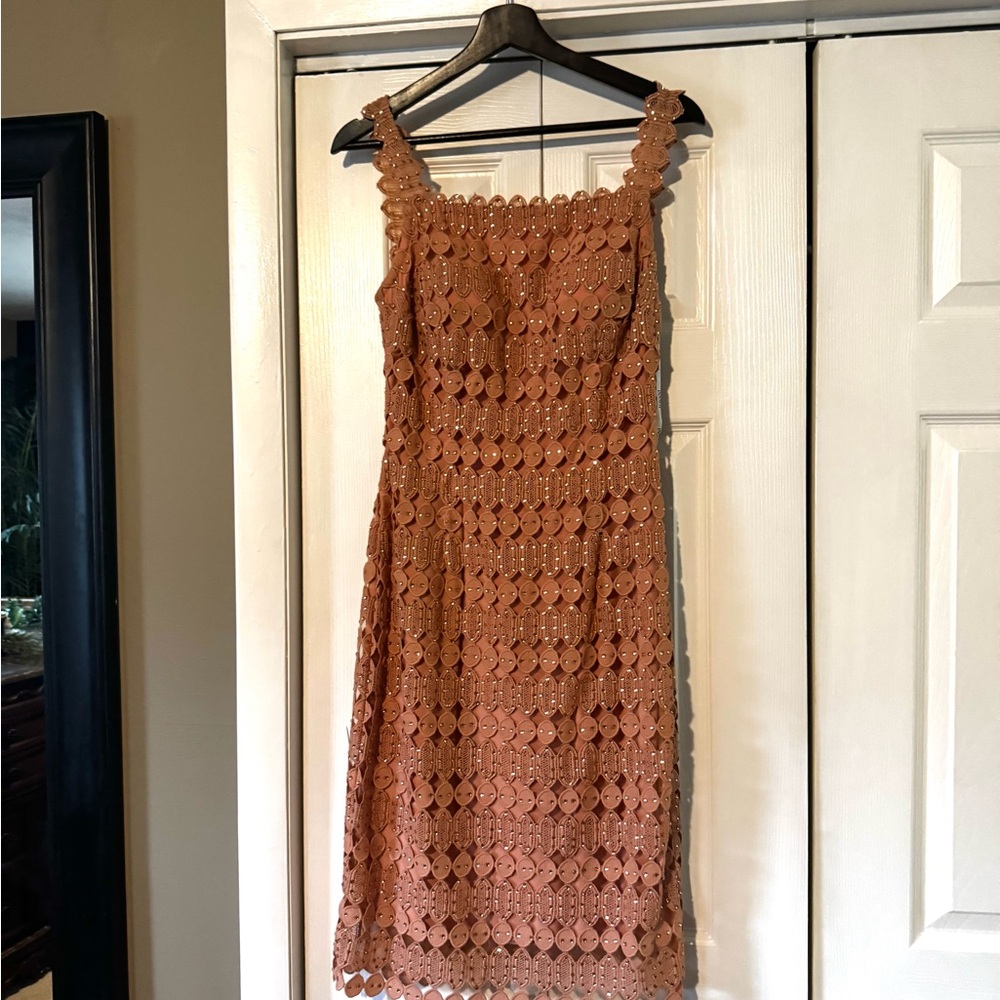 Jovani Lace Midi Dress in Brown